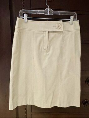 Insight Beige Pencil Skirt with Button Waist Detail